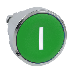 ZB4BA331 – Head for non illuminated push button, Harmony XB4, metal, flush, green, 22mm, spring return, marked I