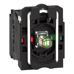 ZB5AW0B15 – Complete body contact assembly and light block, Harmony XB5, plastic, universal LED, body fixing collar, 1NO   1NC, 24V AC DC