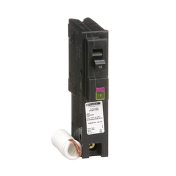 HOM115DF – Mini circuit breaker, Homeline, 15A, 1 pole, 120VAC, 10kA AIR, combo ARC/ground fault, plug in, UL