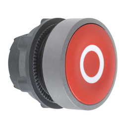 ZB5AA432C0 – Push button head, Harmony XB5, plastic, flush, red, 22mm, spring return, marked O, grey bezel