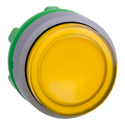 ZB5AH83C0 – Head for illuminated push button, Harmony XB5, grey bezel, yellow projecting, 22mm, universal LED, push-push