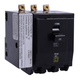 QOB3301200 – Mini circuit breaker, QO, 30A, 3 pole, 120/240VAC, 10kA, bolt on, aux switch 1A
