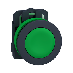 XB5FA31 – Antimicrobial Push button flush mounted, Harmony XB5, plastic, green, 30mm, spring return, unmarked, 1NO