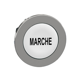 ZB4FA142 – Head for illuminated push button, Harmony XB4, metal, white flush, 30mm, spring return, black marked MARCHE