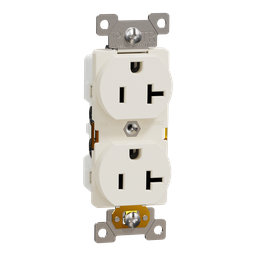 SQR42201LA – Socket-outlet, X Series, 20A, standard, duplex, tamper resistant, commercial, light almond, matte finish