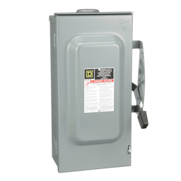 D223NRB – Safety switch, general duty, fusible, 100A, 2 pole, 30hp, 240VAC, NEMA 3R, 3 wire, 1 neutral, bolt on hub provision