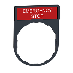 ZBY2330 – Harmony, 22mm Push Button, legend holder 30 x 40 mm, with legend 8 x 27 mm, marked EMERGENCY STOP