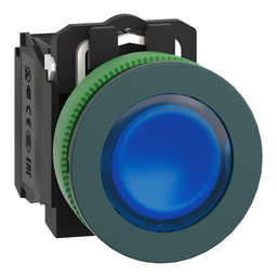 XB5FW36B5 – Illuminated push button, Harmony XB5, antimicrobial, plastic, blue, 30mm, universal LED, 1NO   1NC, 24V AC DC