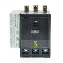 QOB3705274 – Mini circuit breaker, QO, 70A, 3 pole, 120/240VAC, 10kA, bolt on, AC shunt, ring