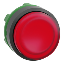 ZB5AW143 – Head for illuminated push button, Harmony XB5, plastic, red projecting, 22mm, universal LED, spring return, plain lens
