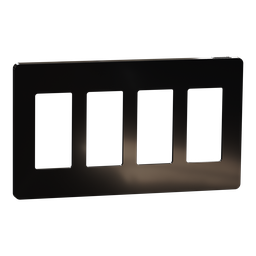 SQWP141004BK – Cover frame, X Series, 4 gangs, screwless, black, matte finish