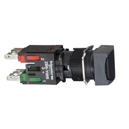 XB6CA25B – Complete push button, Harmony XB6, black square flush pushbutton, 16mm, spring return, 1NO   1NC, unmarked