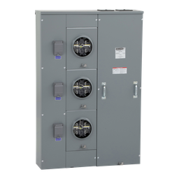 MPL53225 – Meter center, MP Meter-Pak, 3 sockets, lever bypass, jaw release, 5 jaws, 500A bus, 225A max breaker rating, ringless