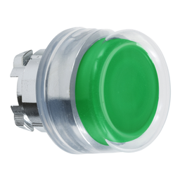 ZB4BP3 – Head for non illuminated push button, Harmony XB4, metal, projecting, green, 22mm, spring return, booted, unmarked