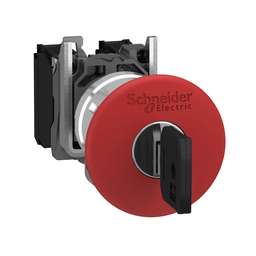 XB4BS9442 – Emergency stop push button, Harmony XB4, metal, red mushroom 40mm, 22mm, trigger latching key release, 1NC