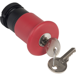 ZA2BS944 – Head for emergency switching off push button, Harmony XAC, red mushroom 40mm, trigger latching key release, unmarked