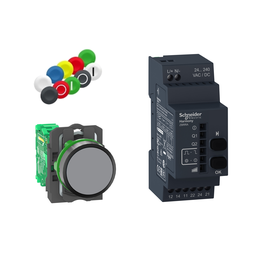 XB5RFA02 – Wireless and batteryless package, Harmony XB5R, Wireless push button and configurable receiver with 10 colored caps, plastic, 22mm, 24…240V AC DC
