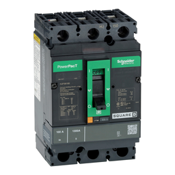 HJP36100 – Circuit breaker, PowerPacT H, 100A, 3 pole, 600VAC, 25kA, lugs, thermal magnetic, 80%