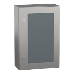 NSYS3X6420T – Wall mounted enclosure, PanelSeT S3X, stainless steel 304L, glazed door, 600x400x200mm, IP66