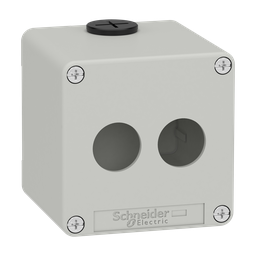 XAPD1502 – Die cast empty control station, Harmony XAP, XB2 SL, zinc alloy, grey, M20, 2 cut outs 22mm, 80x80x77mm, UL cULus
