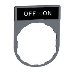 ZBY2367C0 – Legend holder, Harmony XB5, 30 x 40mm, grey bezel, 8 x 27mm legend, white marked OFF-ON