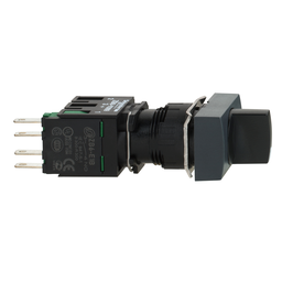 XB6DD221B – Selector switch, Harmony XB6, black rectangular, 16mm, 2 positions, stay put, 1NO   1NC