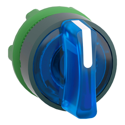 ZB5AK1563 – Head for illuminated selector switch, Harmony XB5, universal LED,  blue handle, 22mm, 3 positions, spring return