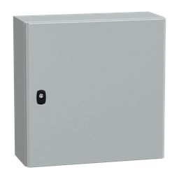 NSYS3D5520P – Wall mounted steel enclosure, PanelSeT S3D, plain door, with mounting plate, 500x500x200mm, IP66, IK10