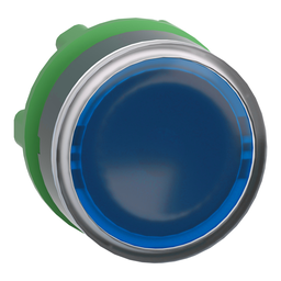 ZB5AW363 – Head for illuminated push button, Harmony XB5, plastic, blue flush, 22mm, universal LED, spring return, plain lens
