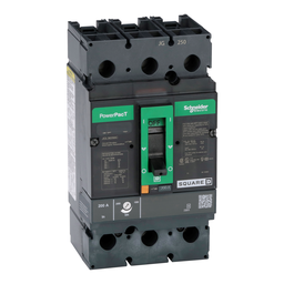 JGL36200C – Circuit breaker, PowerPacT J, 200A, 3 pole, 600VAC, 18kA, lugs, thermal magnetic, 100%