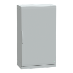 NSYPLAZ1274G – Floor standing polyester enclosure, Thalassa PLA, plain door, open bottom, 1250x750x420mm, IP54, IK10