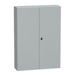 NSYS3D141030D – Wall mounted steel enclosure, PanelSeT S3D, double plain door, without mounting plate, 1400x1000x300mm, IP55, IK10