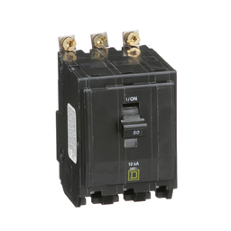 QOB350 – Mini circuit breaker, QO, 50A, 3 pole, 120/240VAC, 10kA, bolt on