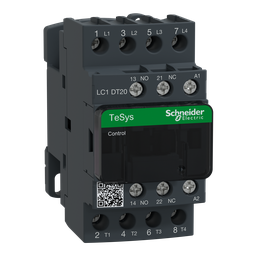 LC1DT20M7 – IEC contactor, TeSys Deca, nonreversing, 20A resistive, 4 pole, 4 NO, 220VAC 50/60Hz coil, open style