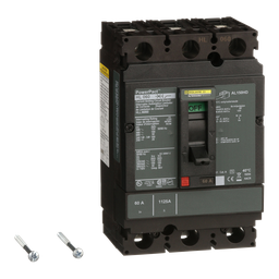 HLL36060 – Circuit breaker, PowerPacT H, 60A, 3 pole, 600VAC, 50kA, lugs, thermal magnetic, 80%