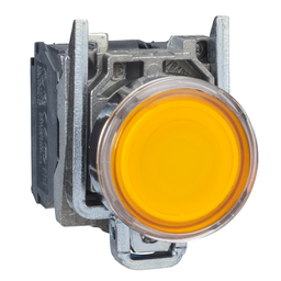 XB4BW3565 – Illuminated push button, Harmony XB4, metal, flush, orange, 22mm, spring return, lt 250V, 1NO 1NC