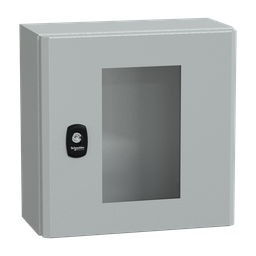 NSYS3D3315T – Wall mounted steel enclosure, PanelSeT S3D, transparent door, without mounting plate, 300x300x150mm, IP66, IK08