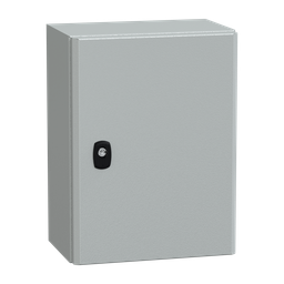 NSYS3D4320P – Wall mounted steel enclosure, PanelSeT S3D, plain door, with mounting plate, 400x300x200mm, IP66, IK10