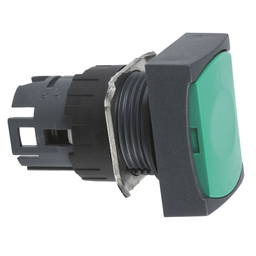 ZB6DA3 – Head for non illuminated push button, Harmony XB6, green rectangular flush, 16mm, integral LED, spring return, unmarked