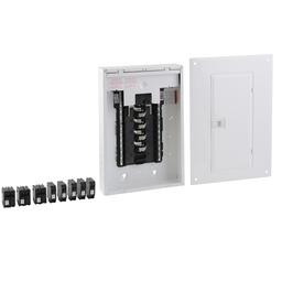 VCP1032 – Load center, Homeline, 1 phase, 16 spaces, 32 circuits, 100A convertible main breaker, PoN, NEMA1, gnd bar, combo cover