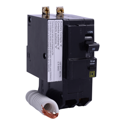 QOB230EPD1201 – Mini circuit breaker, QO, 30A, 2 pole, 120/240VAC, 10kA, bolt on, 30mA grd fault B, aux switch 1B