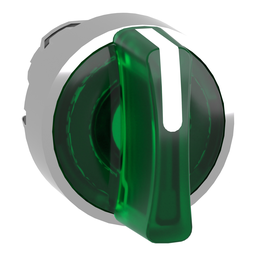 ZB4BK1733 – Head for illuminated selector switch, Harmony XB4, chromium metal, green handle, 22mm, universal LED, 3 positions, to center