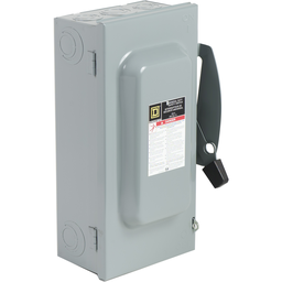 CD223N – Safety switch, general duty, fusible, 100A, 120/240VAC, 2 poles, 30HP, solid neutral, NEMA 1