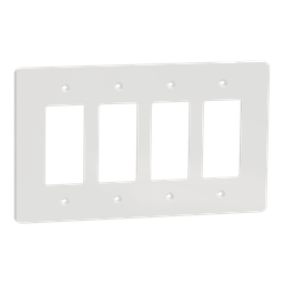 SQWS141004WH – Cover frame, X Series, 4 gangs, screw fixed, mid sized plus, white, matte finish