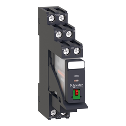 RXG21P7PV – interface plug in relay, Harmony Electromechanical Relays, 5A, 2CO, with LED, pre assembled, lockable test but to n, 230V AC