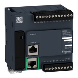 TM221CE16T – logic controller, Modicon M221, 16 IO, 9 DI, 7 DO, transistor, PNP, Ethernet