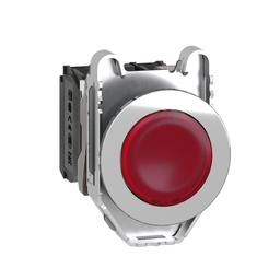 XB4FW34B5 – Illuminated push button, Harmony XB4, metal, red flush mounted, 30mm, universal LED, plain lens, 1NO   1NC, 24V AC DC