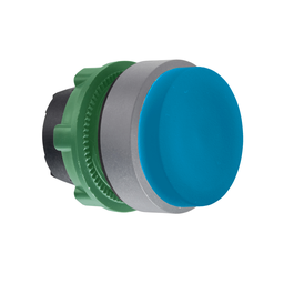 ZB5AL6C0 – Push button head, Harmony XB5, plastic, projecting, blue, 22mm, spring return, unmarked, grey bezel