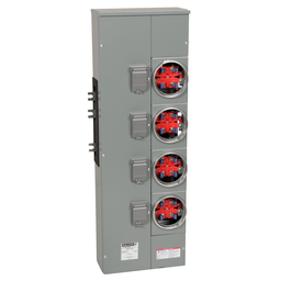 EZM114225 – Branch unit, EZ Meter-Pak, 225A, 4 x 4 jaw sockets, 120/240VAC, no bypass, ringed, 800A Al busbar