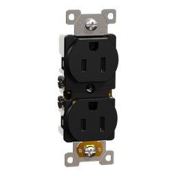 SQR42101BK – Socket-outlet, X Series, 15A, standard, duplex, tamper resistant, residential, black, matte finish